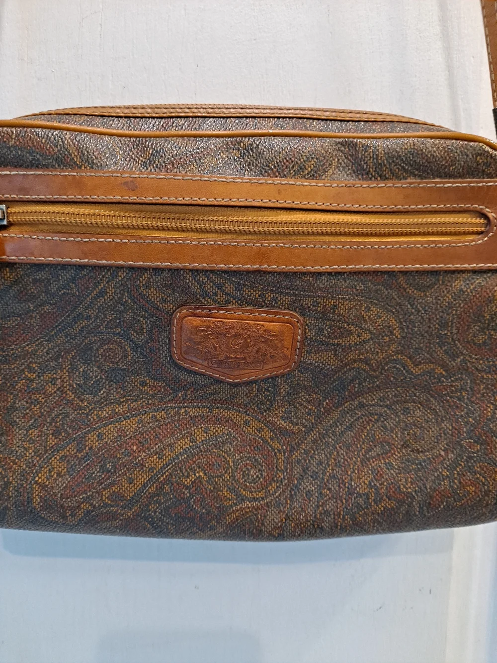 Carlo Rino Italian Vintage 80s Paisley Pattern Brown Crossbody Bag Trendy